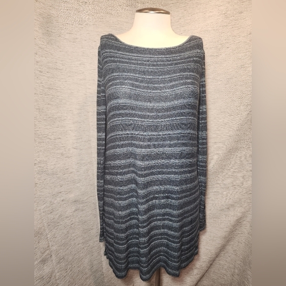 J. Jill Medium Stripped Long Sleeved Knit Sweater Blue Strips Wearever - Picture 2 of 6